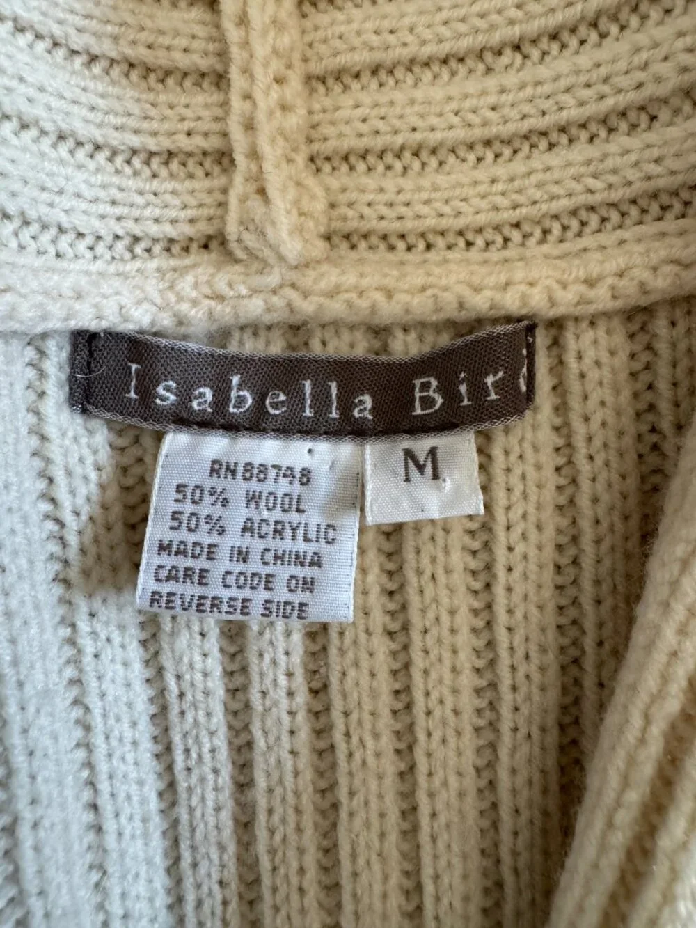 Cream Cardigan Sz M Wool Blend Isabella Bird Sleeveless Ivory Off white